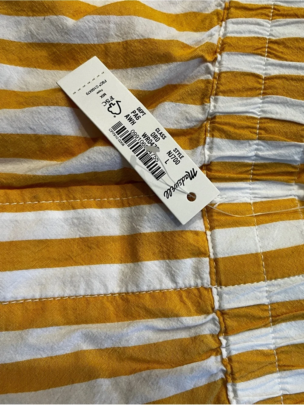 Madewell NWT Yellow White Striped Poplin Pull-On Shorts Size L - Picture 8 of 9